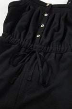 Load image into Gallery viewer, Black Knotted Straps Button Textured Drawstring Jumpsuit - Fashion Queen -  10