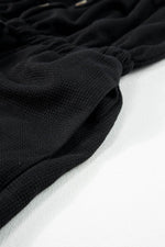 Load image into Gallery viewer, Black Knotted Straps Button Textured Drawstring Jumpsuit - Fashion Queen -  11