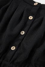 Load image into Gallery viewer, Black Knotted Straps Button Textured Drawstring Jumpsuit - Fashion Queen -  9