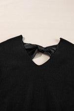 Load image into Gallery viewer, Black Lantern Sleeve V Neck Knot Back Sweater - Fashion Queen - 18