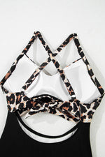 Load image into Gallery viewer, Black Leopard 2-tone Crossed Cutout Backless Monokini - Fashion Queen - 14