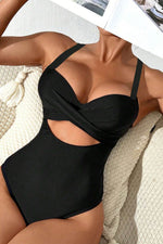 Load image into Gallery viewer, Black Leopard 2-tone Crossed Cutout Backless Monokini - Fashion Queen - 4