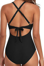 Load image into Gallery viewer, Black Leopard 2-tone Crossed Cutout Backless Monokini - Fashion Queen - 5