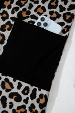 Load image into Gallery viewer, Black Leopard Patched Pocket Open Front Cardigan - Fashion Queen - 16