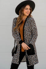 Load image into Gallery viewer, Black Leopard Patched Pocket Open Front Cardigan - Fashion Queen - 5