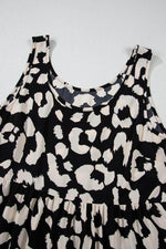 Load image into Gallery viewer, Black Leopard Print U Neck Sleeveless High Waist Dress - Fashion Queen - 17