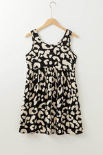 Load image into Gallery viewer, Black Leopard Print U Neck Sleeveless High Waist Dress - Fashion Queen - 8