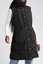 Load image into Gallery viewer, Black Longline Quilted Stand Collar Puffer Vest - Fashion Queen - 1