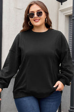Load image into Gallery viewer, Black Loose Patchwork Crewneck Plus Size Sweatshirt - Fashion Queen - 10