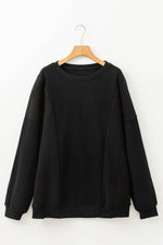 Load image into Gallery viewer, Black Loose Patchwork Crewneck Plus Size Sweatshirt - Fashion Queen - 15