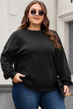 Load image into Gallery viewer, Black Loose Patchwork Crewneck Plus Size Sweatshirt - Fashion Queen - 3
