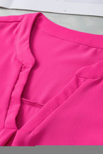 Load image into Gallery viewer, Black Notched Neck Ruffle Sleeve Blouse - Fashion Queen - 23