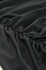 Load image into Gallery viewer, Black One-shoulder Short Sleeve Ruched Bodycon Dress - Fashion Queen - 16