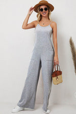 Load image into Gallery viewer, Black Patch Pockets Spaghetti Strap Wide Leg Jumpsuit - Fashion Queen - 22