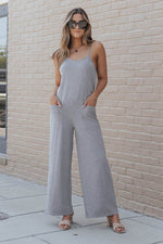 Load image into Gallery viewer, Black Patch Pockets Spaghetti Strap Wide Leg Jumpsuit - Fashion Queen - 4