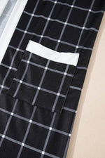 Load image into Gallery viewer, Black Plaid Colorblock Edge Open Cardigan with Pocket - Fashion Queen - 10