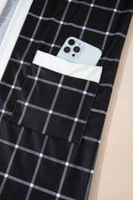 Load image into Gallery viewer, Black Plaid Colorblock Edge Open Cardigan with Pocket - Fashion Queen - 11