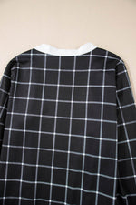 Load image into Gallery viewer, Black Plaid Colorblock Edge Open Cardigan with Pocket - Fashion Queen - 13