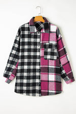 Load image into Gallery viewer, Black Plaid Colorblock Loose Shacket - Fashion Queen - 4