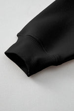 Load image into Gallery viewer, Black Plain Half Zip V Neck Ribbed Edge Loose Tracksuit - Fashion Queen -  10