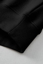 Load image into Gallery viewer, Black Plain Half Zip V Neck Ribbed Edge Loose Tracksuit - Fashion Queen -  11