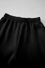 Load image into Gallery viewer, Black Plain Half Zip V Neck Ribbed Edge Loose Tracksuit - Fashion Queen -  13