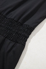 Load image into Gallery viewer, Black Plain Sleeveless Loop Drawstring Cinched Waist Romper - Fashion Queen - 6