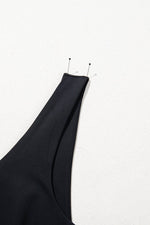 Load image into Gallery viewer, Black Plain Sleeveless Loop Drawstring Cinched Waist Romper - Fashion Queen - 7