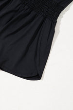 Load image into Gallery viewer, Black Plain Sleeveless Loop Drawstring Cinched Waist Romper - Fashion Queen - 9