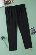 Load image into Gallery viewer, Black Plus Size Frill High Waist Pocketed Soft Pants - Fashion Queen - 16