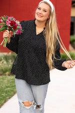 Load image into Gallery viewer, Black Plus Size Leopard Print Notch V Neck Blouse - Fashion Queen - 4