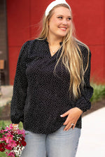 Load image into Gallery viewer, Black Plus Size Leopard Print Notch V Neck Blouse - Fashion Queen - 5