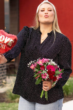 Load image into Gallery viewer, Black Plus Size Leopard Print Notch V Neck Blouse - Fashion Queen - 6