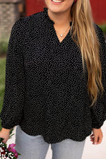 Load image into Gallery viewer, Black Plus Size Leopard Print Notch V Neck Blouse - Fashion Queen - 7