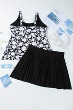 Load image into Gallery viewer, Black Plus Size Printed Square Neck Drawstring Ruffled Tankini Set - Fashion Queen - 14