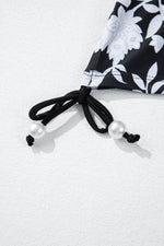 Load image into Gallery viewer, Black Plus Size Printed Square Neck Drawstring Ruffled Tankini Set - Fashion Queen - 15