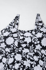 Load image into Gallery viewer, Black Plus Size Printed Square Neck Drawstring Ruffled Tankini Set - Fashion Queen - 17