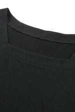 Load image into Gallery viewer, Black Plus Size Square Neck Ruched Shoulder Short Sleeve Top - Fashion Queen - 23