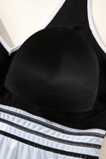 Load image into Gallery viewer, Black Polka Dot Trim V Neck Plus Size Swim Dress - Fashion Queen - 20