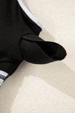 Load image into Gallery viewer, Black Polka Dot Trim V Neck Plus Size Swim Dress - Fashion Queen - 21