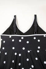 Load image into Gallery viewer, Black Polka Dot Trim V Neck Plus Size Swim Dress - Fashion Queen - 23