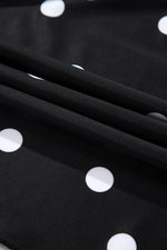 Load image into Gallery viewer, Black Polka Dot Trim V Neck Plus Size Swim Dress - Fashion Queen - 24
