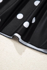 Load image into Gallery viewer, Black Polka Dot Trim V Neck Plus Size Swim Dress - Fashion Queen - 25