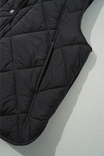 Load image into Gallery viewer, Black Quilted High Neck Button Up Pocket Vest Coat - Fashion Queen - 10