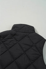 Load image into Gallery viewer, Black Quilted High Neck Button Up Pocket Vest Coat - Fashion Queen - 13