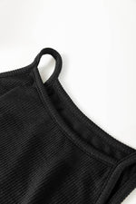 Load image into Gallery viewer, Black Racerback Ribbed Knit Drawstring Bodycon Dress - Fashion Queen - 7