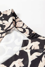 Load image into Gallery viewer, Black Retro Floral Mixed Print Split Neck A-line Dress - Fashion Queen - 6