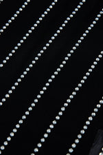 Load image into Gallery viewer, Black Rhinestone Decor Striped Mesh Long Sleeve Bodysuit - Fashion Queen - 12