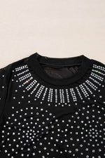 Load image into Gallery viewer, Black Rhinestone Sheer Mesh Long Sleeve Bodysuit - Fashion Queen - 14