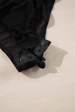 Load image into Gallery viewer, Black Rhinestone Sheer Mesh Long Sleeve Bodysuit - Fashion Queen - 16